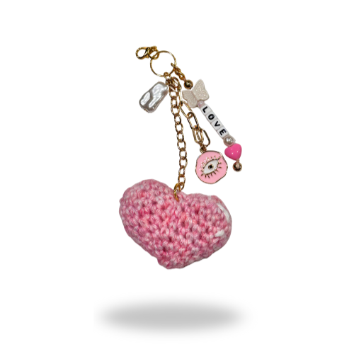 Pink heart keychain - Gold