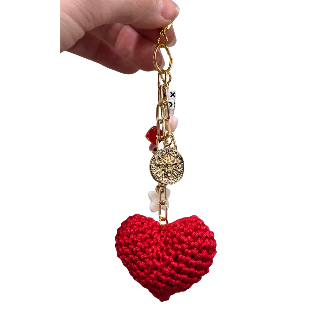 Red Heart Keychain - gold