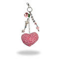 Pink heart keychain - Silver